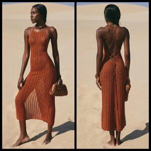 💕CULT GAIA💕 Demi Crochet Dress ~ Halter Swimsuit Coverup Spice Small M NWT